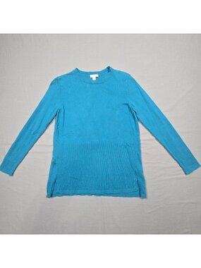 J Jill XS Petite Knit Lightweight Sweater Blue Cotton Blend Long Sleeve Classic